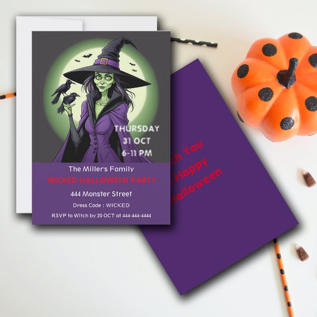 Wicked Witch Halloween Party Customize Invitation  (Creator Uploaded)