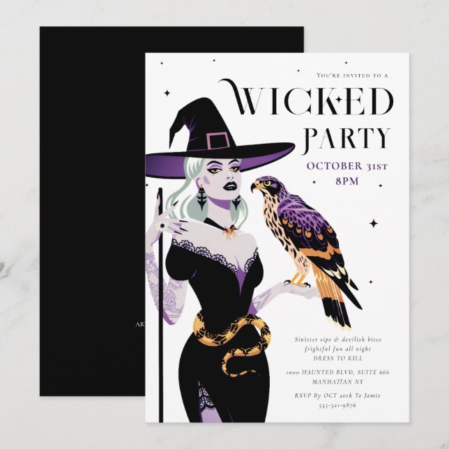 Wicked Witch Halloween Party Invitation (Front/Back)