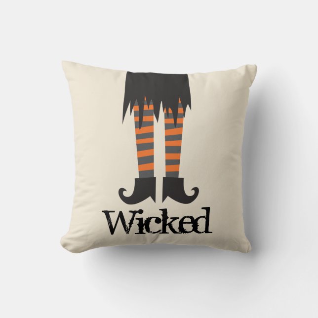 Wicked Witch Halloween Throw Pillow (Front)