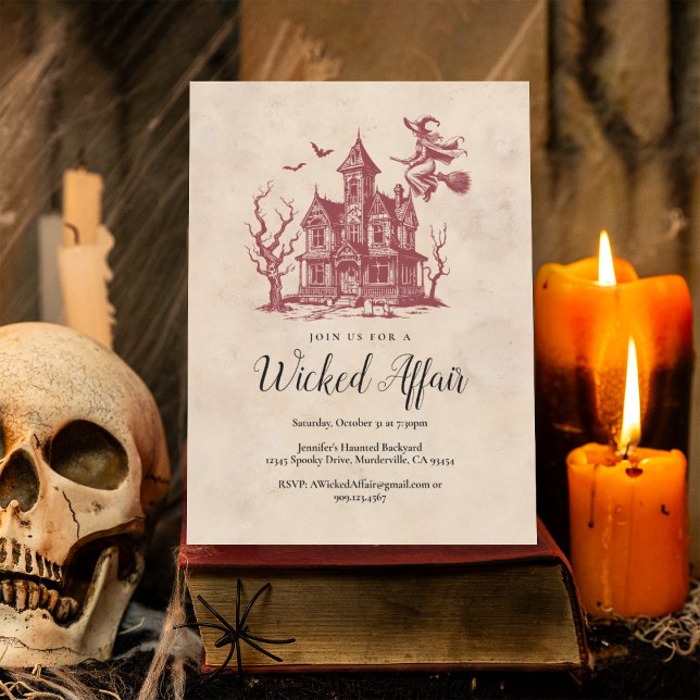 Wicked Witch Haunted House Vintage Halloween Party Postcard (Creator Uploaded)