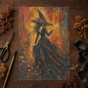 Wicked Witch in Large Hat Decoupage Tissue Paper