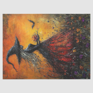 Wicked Witch in Red with Her Bat Decoupage Tissue Paper