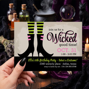Wicked Witch Kids Birthday Costume Party Invitation
