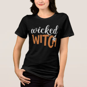 Wicked Witch Orange Black Funny Halloween Ghost  Tri-Blend Shirt