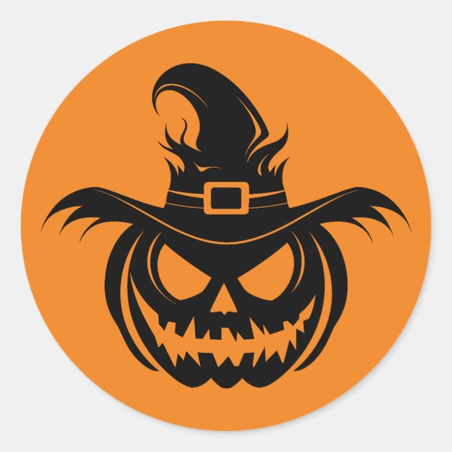 Wicked Witch Pumpkin Face Sticker (Front)