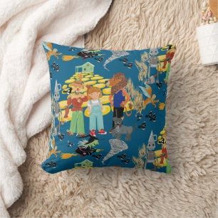 Wicked witch, scarecrow and lion pattern throw pillow