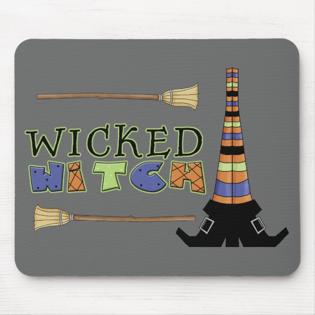 Wicked Witch Stockings Boot Broom Stick Mouse Pad (Front)