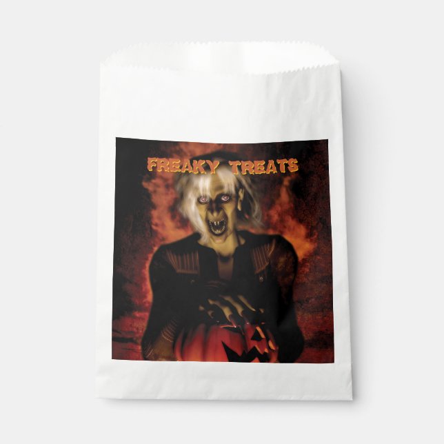 Wicked witch with pumpkin. Halloween Favour Bag (Front)