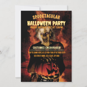 Wicked witch with pumpkin Halloween party Invitation