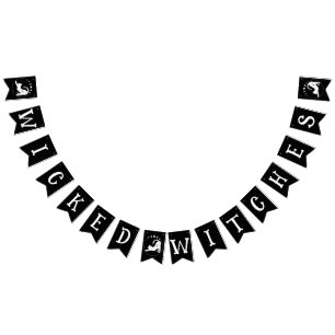 Wicked Witches Celestial Cat Halloween  Bunting Flags