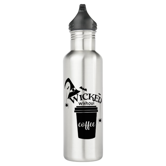 Wicked Without Coffee – Funny Witchy Coffee Lover  710 Ml Water Bottle (Right)
