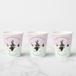 Wickedly Cute Green Witch Halloween Birthday Paper Cups