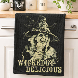 Wickedly Delicious Witch Spooky Halloween Kitchen Towel