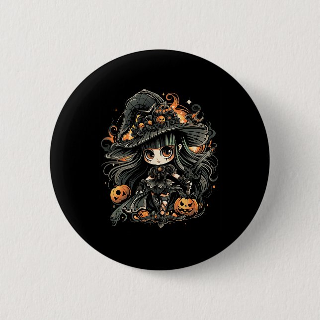Wickedly Enchanting Halloween Witch Art  2 Inch Round Button (Front)