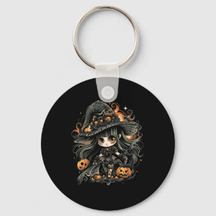 Wickedly Enchanting Halloween Witch Art Keychain