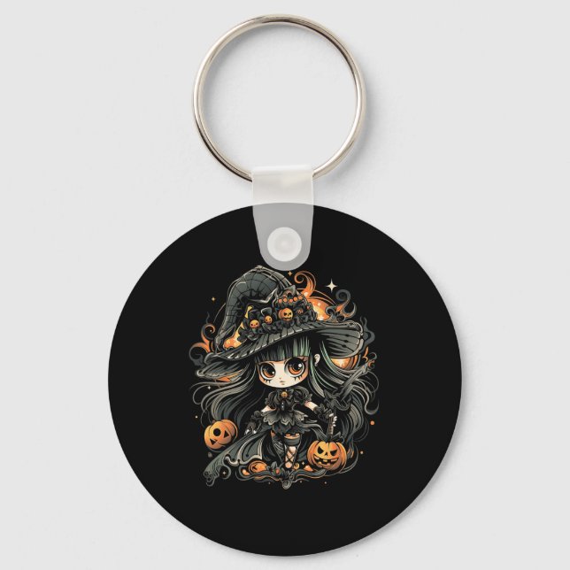 Wickedly Enchanting Halloween Witch Art  Keychain (Front)