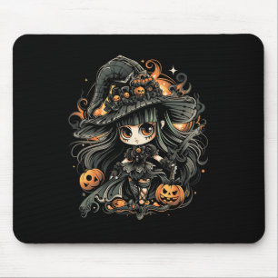 Wickedly Enchanting Halloween Witch Art Mouse Pad