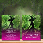 Wickedly Good Witch Pink & Green Any Age Birthday Invitation<br><div class="desc">Wickedly Good Witch Pink and Green Any Age Birthday Invitation - This invitation features a green and black painting of a witch in an enchanted forest with a pink overlay. White vintage style and block font. Customize this Available as an instant digital download. Perfect for any age girl or woman's...</div>