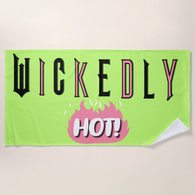 Wickedly Hot (Lime Green) Beach Towel (Front)