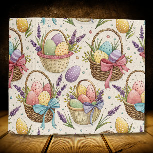 Wicker Basket Easter Eggs with Lavender Binder