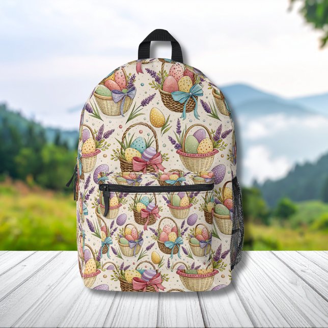 Wicker Basket Easter Eggs with Lavender Printed Backpack (Creator Uploaded)