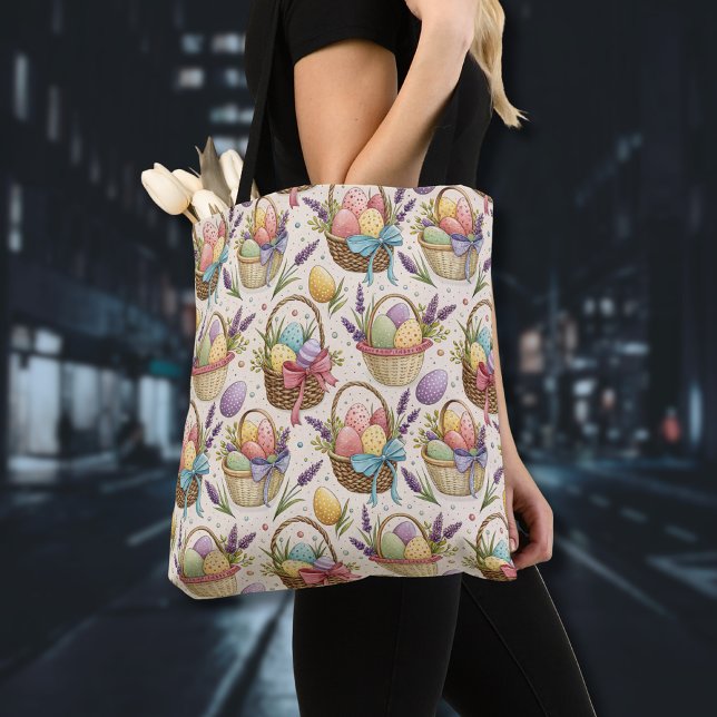 Wicker Basket Easter Eggs with Lavender Tote Bag (Creator Uploaded)