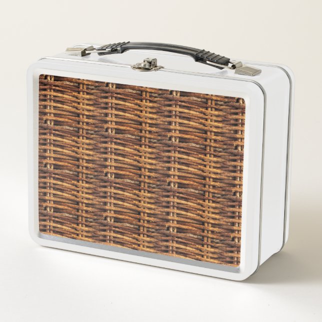Wicker Basket Pattern Metal Lunch Box (Front)