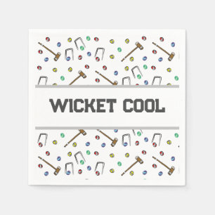 Wicket Cool Croquet Pun Hand-Illustrated Unique Napkin