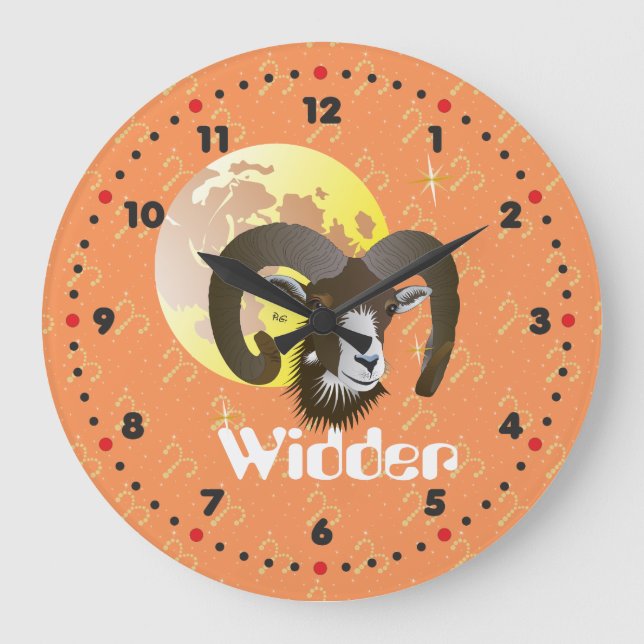 Widder 21. März bis 20. April Uhr Large Clock (Front)