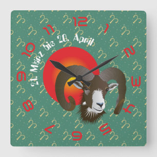 Widder 21. März bis 20. April Uhr Square Wall Clock