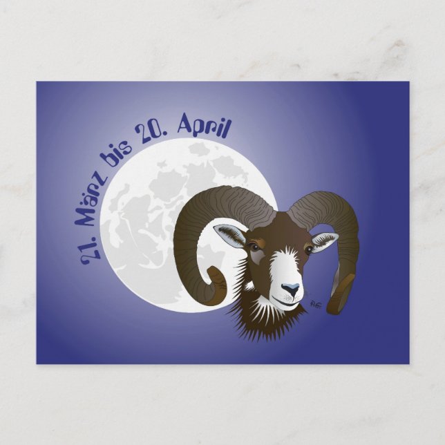 Widder Sternzeichen Postkarte Postcard (Front)