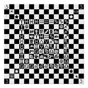 Widdershins Enochian Aztec Magic Ritual Chessboard Poster