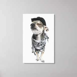 Wide-angle of a Chihuahua with his eyes closed Canvas Print