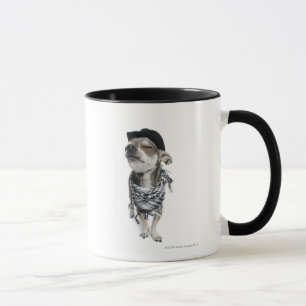 Wide-angle of a Chihuahua with his eyes closed Mug