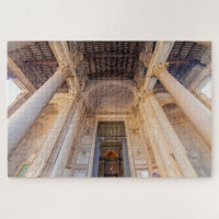 Wide angle view of Pantheon entry, Rome, Italy