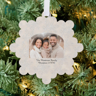 Wide Arch Christmas Photo Light Holly Pattern Ornament Card