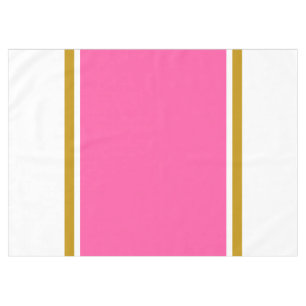 Wide Bright Pink Brown White 70s Racing Stripes Tablecloth