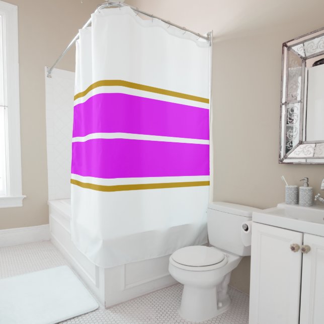 Wide Bright Tropical Pink White Racing Stripes  (In Situ)