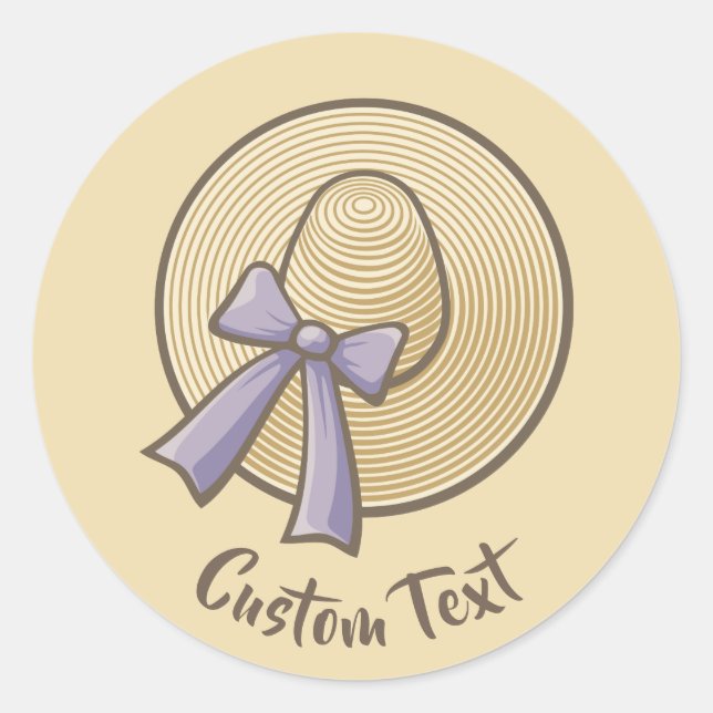 Wide Brimmed Hat Beige Classic Round Sticker (Front)
