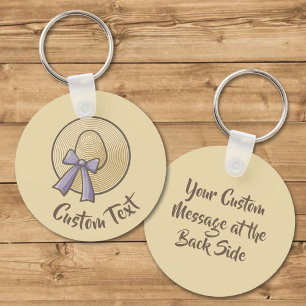 Wide Brimmed Hat Beige Keychain