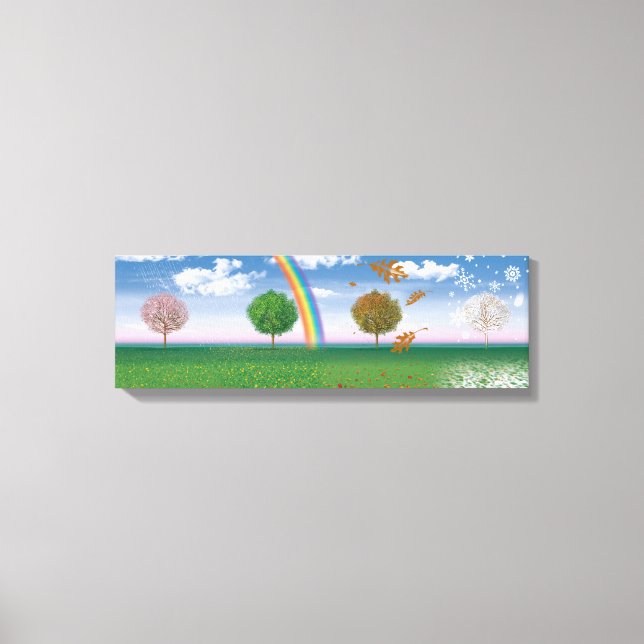 Wide canvas print four seasons digital art (Front)