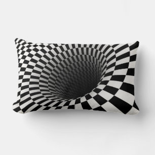 WIDE CHEQUERED VORTEX Optical Illusion Lumbar Pillow