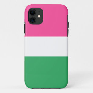 Wide Chic Watermelon Pink Green White Stripes iPhone 11 Case