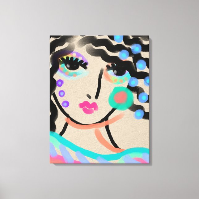 Wide Eyed Abstract Digital Portrait of a Woman Canvas Print (Front)