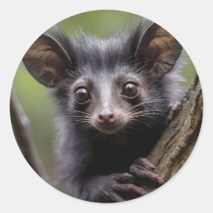 Wide Eyed Aye Aye In A Tree, Classic Round Sticker