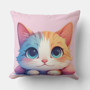 Wide Eyed Kitten Relaxing On Pillow For Cozy Space