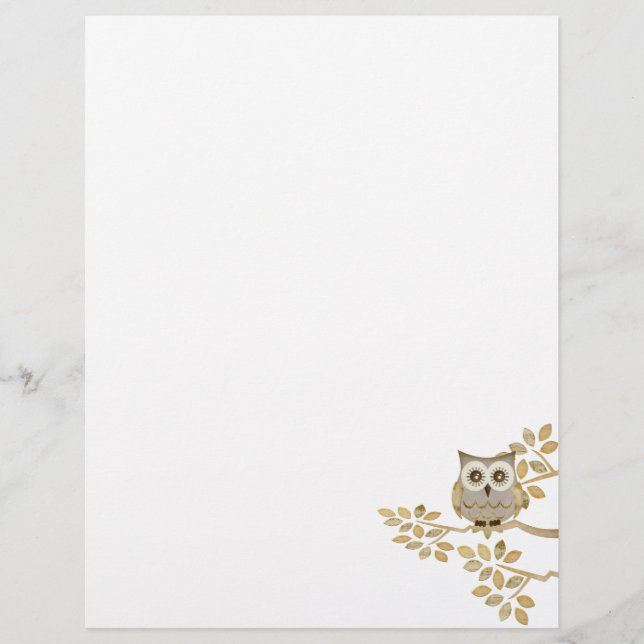 Wide Eyes Owl in Tree Letterhead (Front)