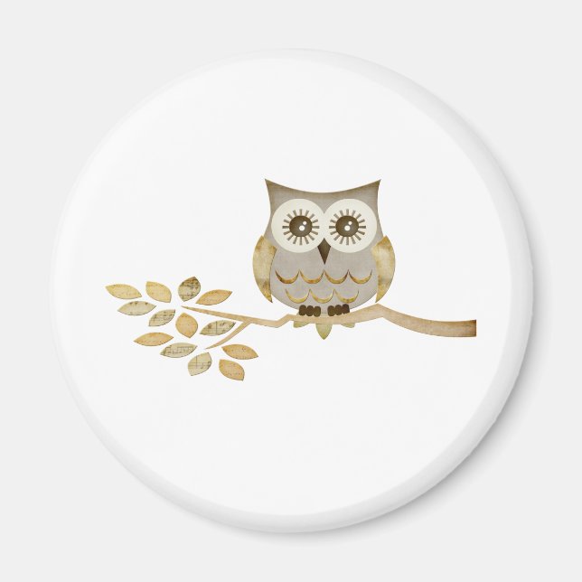 Wide Eyes Owl in Tree Magnet (Front)