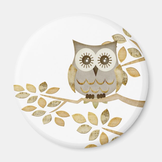 Wide Eyes Owl in Tree Magnet (Front)