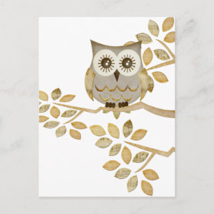Wide Eyes Owl in Tree Postcard